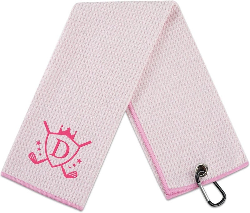 CybGene Microfiber Golf Towel for Women, 16'x 24', Pink - Initial D - Image 1